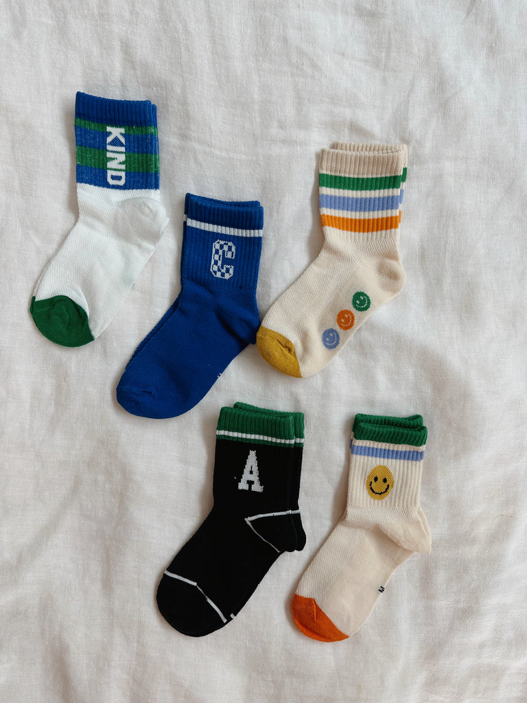 Smiley Kind Socks Set (5 pairs) - Sun Peony Coconut