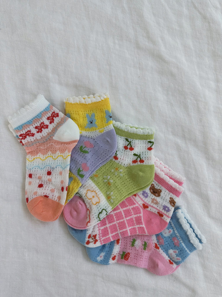 Summer Candy Socks Set (5 pairs) - Sun Peony Coconut