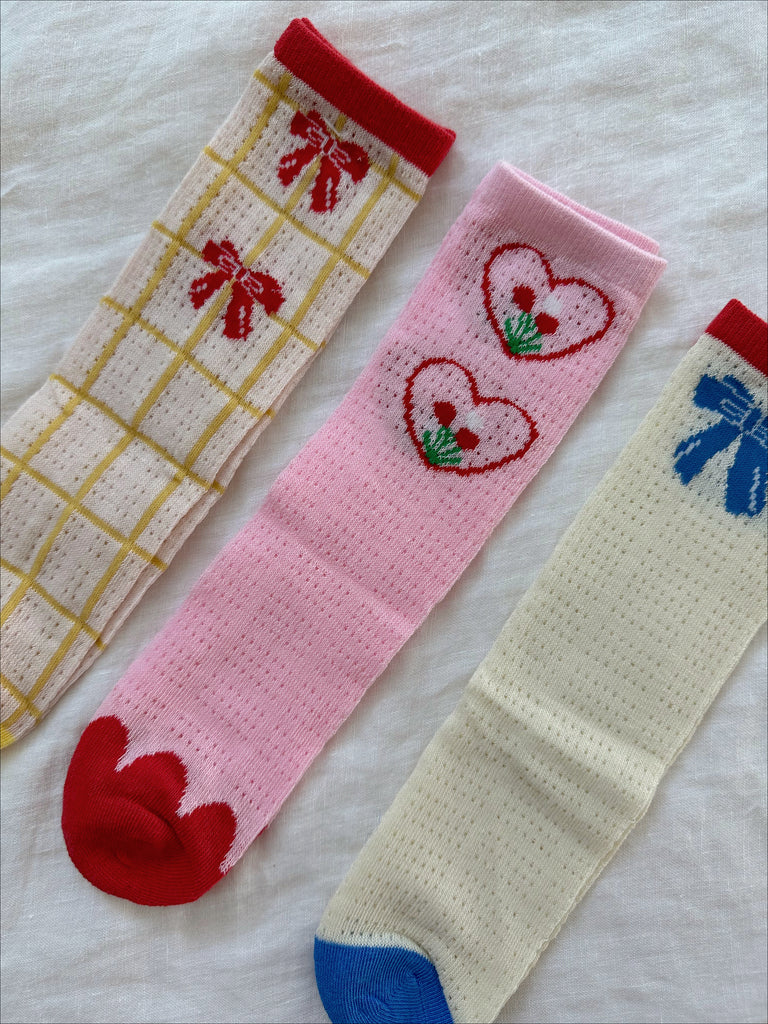 Sweet Girl Summer Socks Set (3 pieces) - Sun Peony Coconut