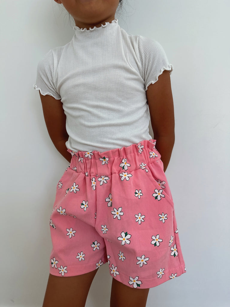 Stella Floral Girly Shorts Pink - Sun Peony Coconut