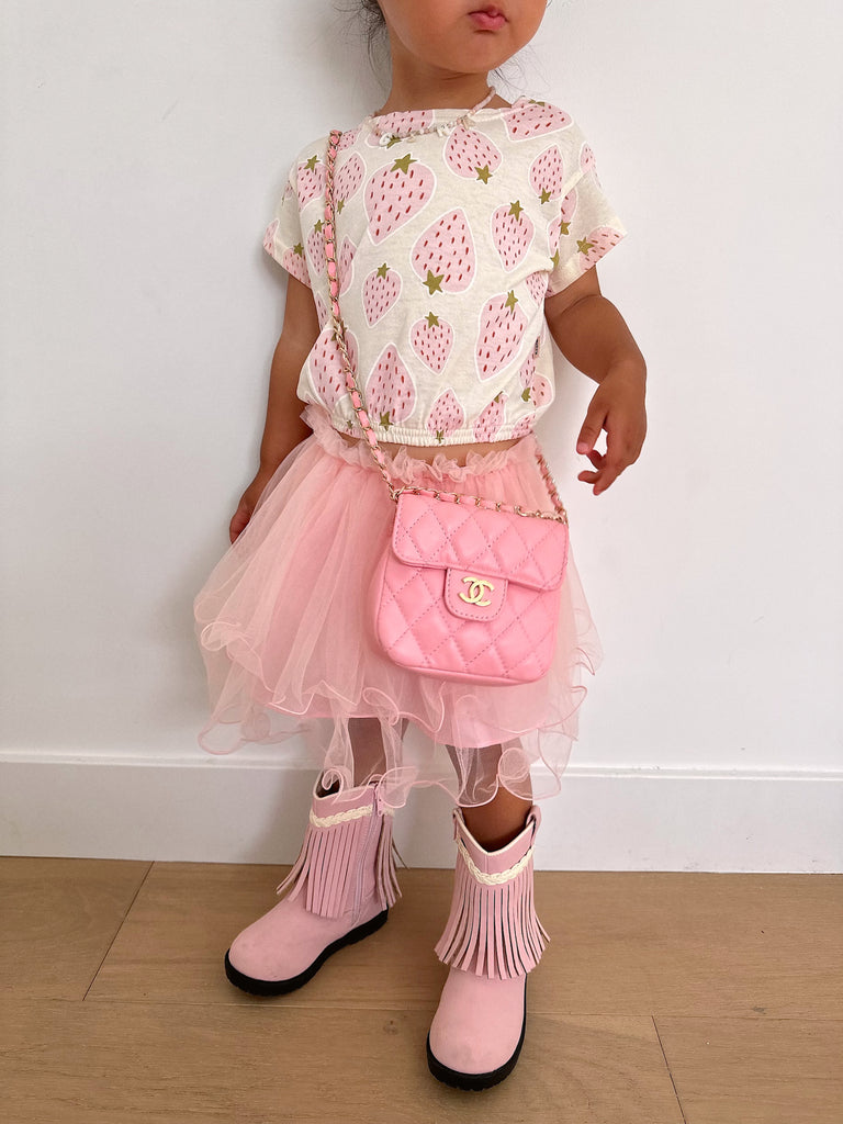 Strawberry Princess Tee + Tutu Skirt Set - Sun Peony Coconut