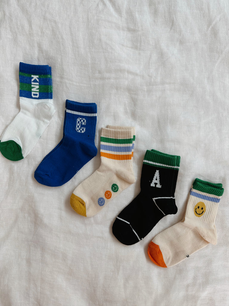 Smiley Kind Socks Set (5 pairs) - Sun Peony Coconut