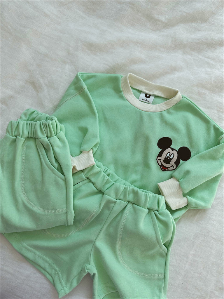 Summer Candy Sweatshirt + Short + Sweatpants Set Mint - Sun Peony Coconut