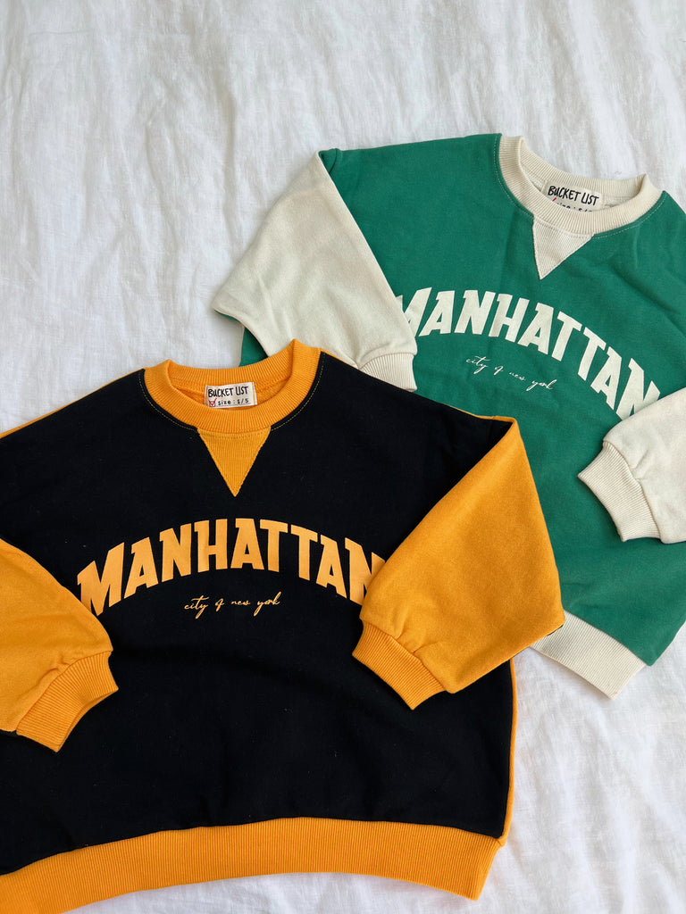 Manhattan NY sweatshirt (Black x Mustard) - Sun Peony Coconut