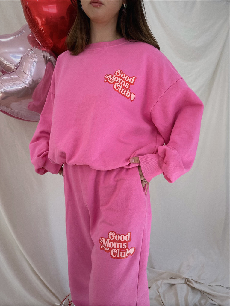 Be My Love Good Moms Club Sweatpants Pink - Sun Peony Coconut