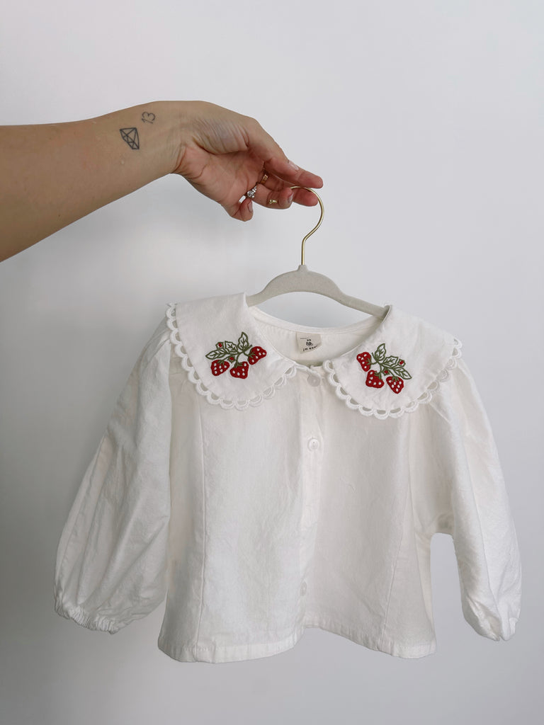 Strawberry Girly Spring Blouse - Sun Peony Coconut